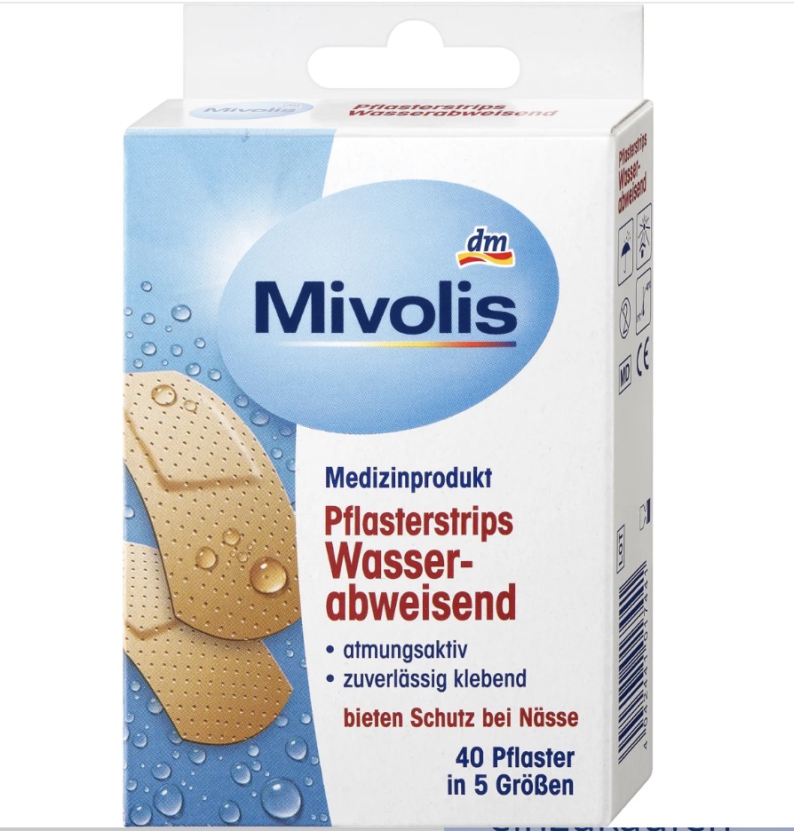 چسب زخم آب گریز ۴۰ عددی ,Mivolis Pflasterstrips Wasserabweisend, 40 St