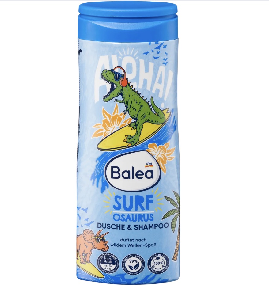 شامپو سر و بدن کودکان 2 در 1 Surfosaurus، 300 میلی لیتر,  Kinder Dusche & Shampoo 2in1 Surfosaurus, 300 ml